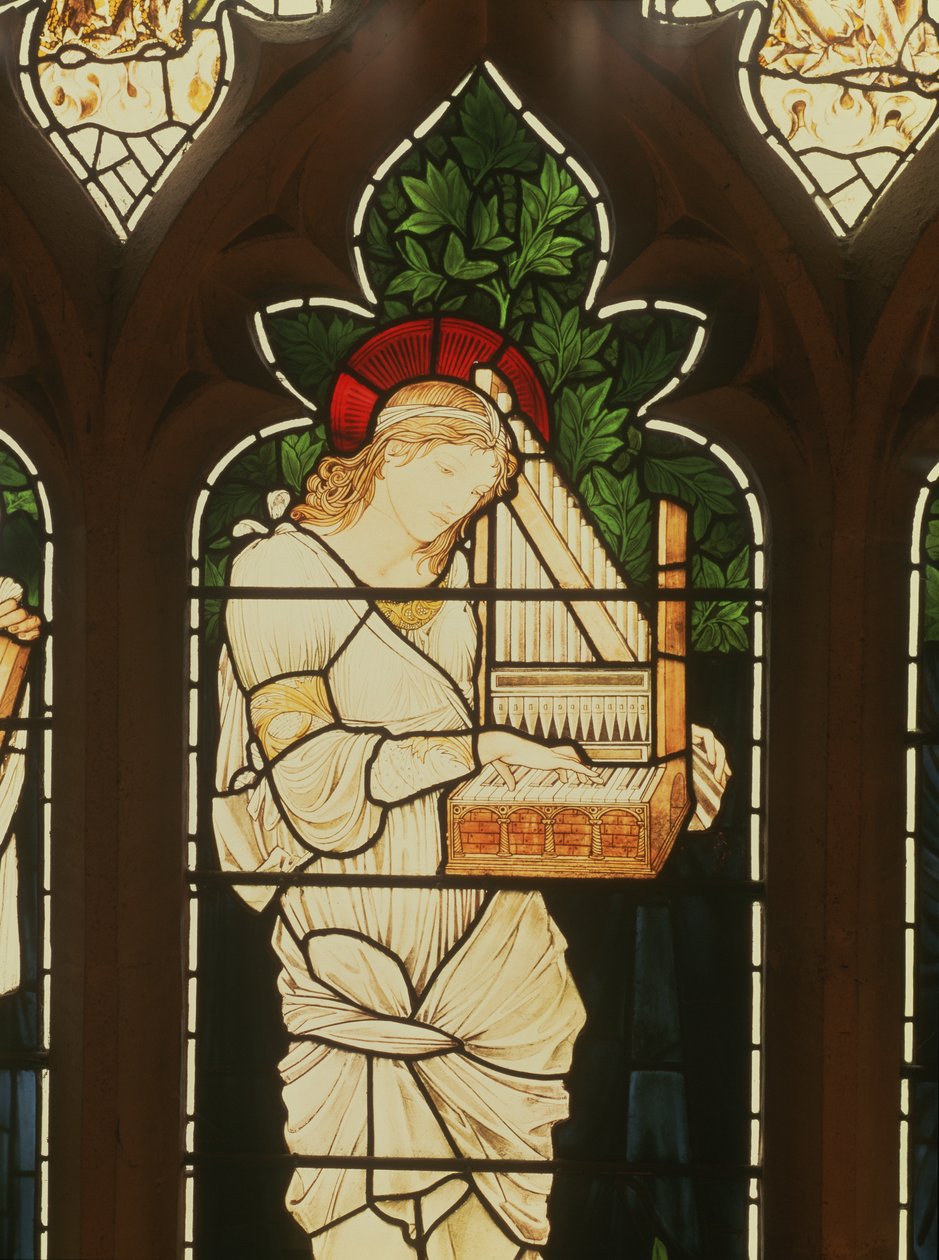 Detalje af den hellige Cecilia af Edward Burne Jones
