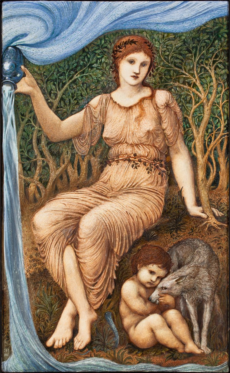 Earth Mother, 1882 (enkaustisk på panel) af Edward Burne Jones