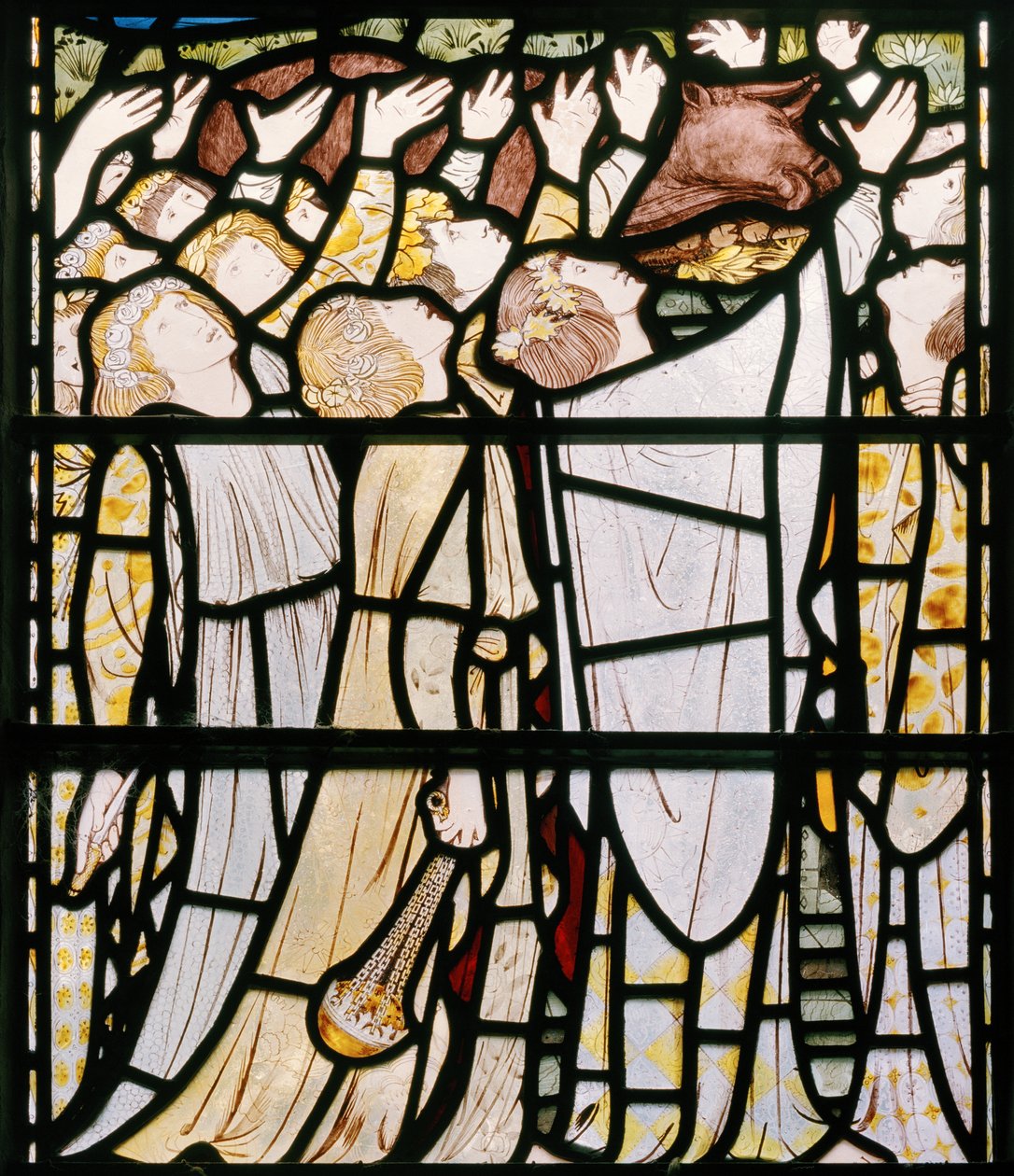 Elijah and the Priests of Baal, detalje, 1863 (farvet glas) af Edward Burne Jones