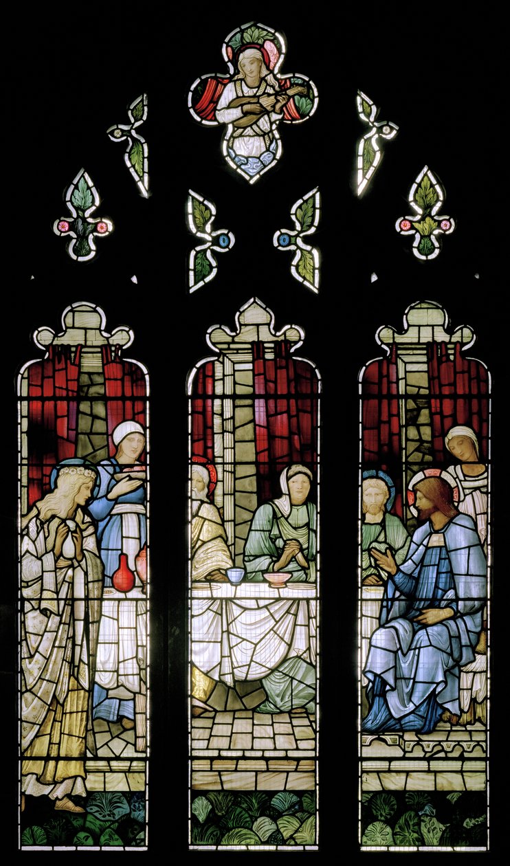 Fest i Simons hus, 1885 (farvet glas) af Edward Burne Jones