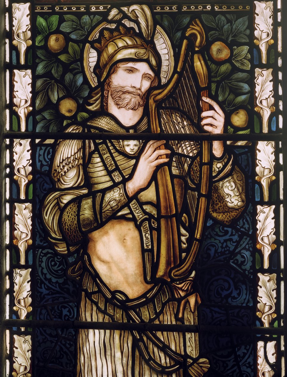 Kong Davids Harpe, 1876 (glasmaleri) af Edward Burne Jones