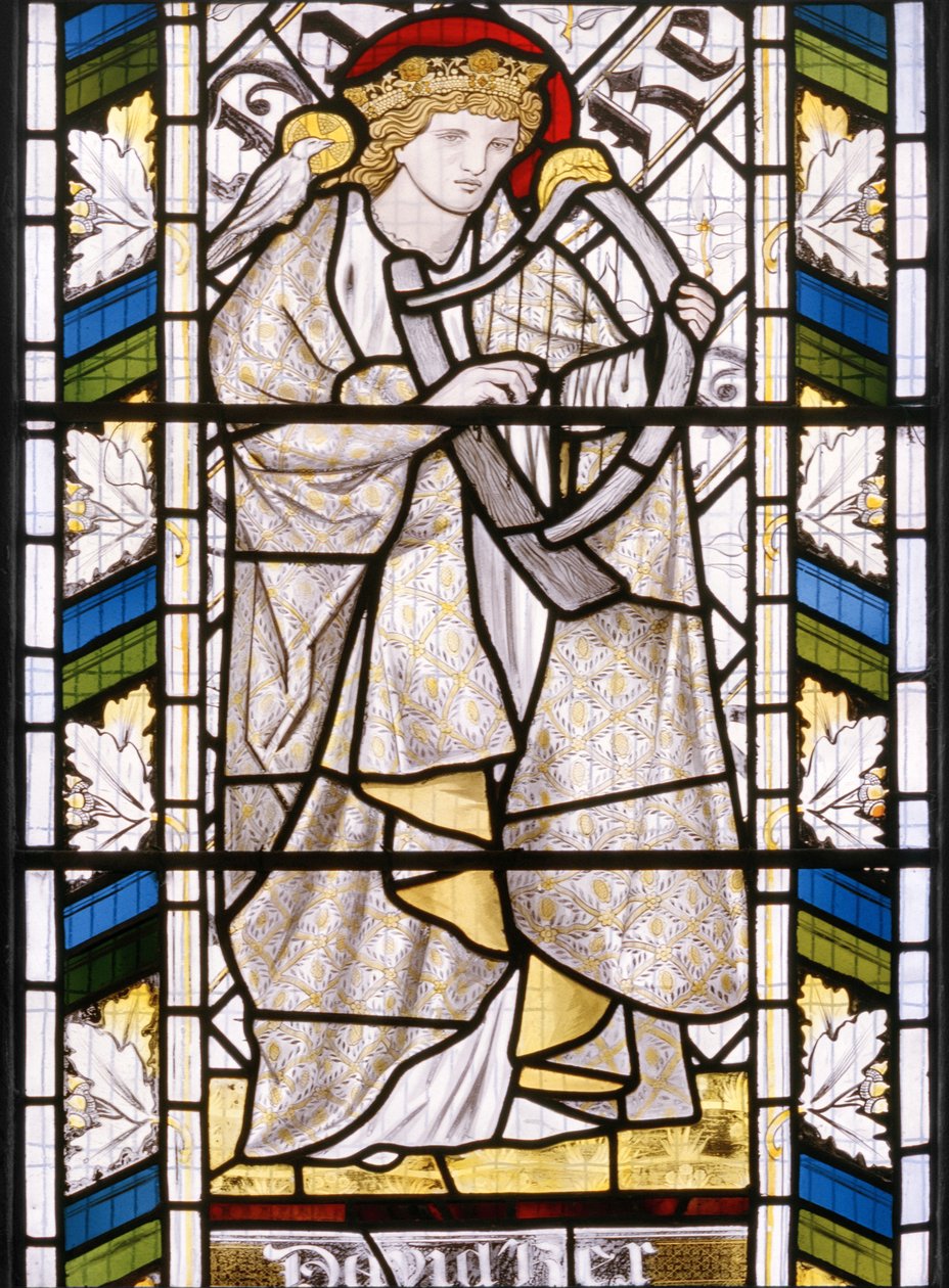 Kong David, detalje fra østvinduet, 1866 (glasmaleri) af Edward Burne Jones