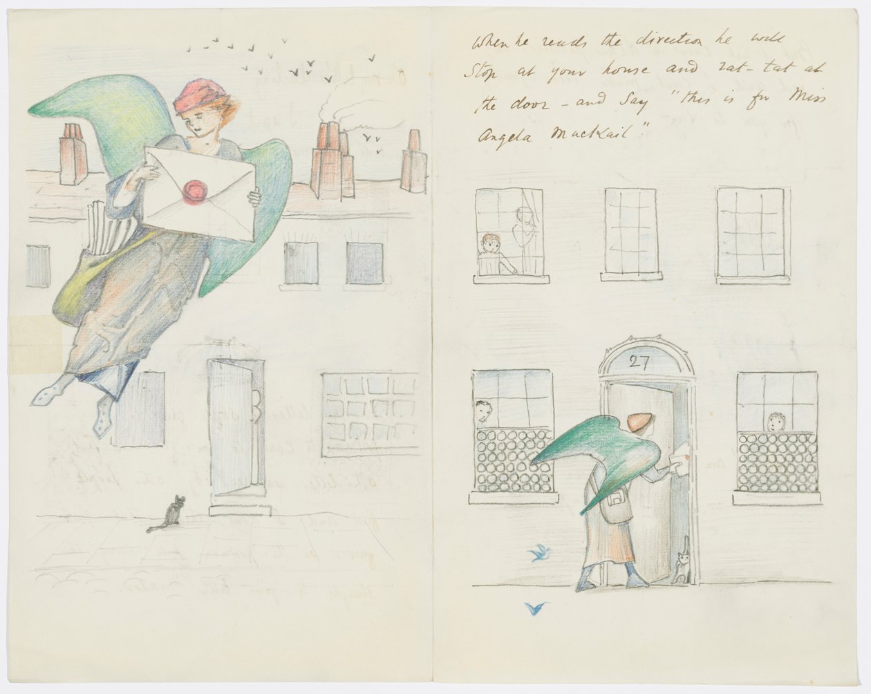 Brev til kunstnerens barnebarn Angela Thirkell (blyant på papir) af Edward Burne Jones