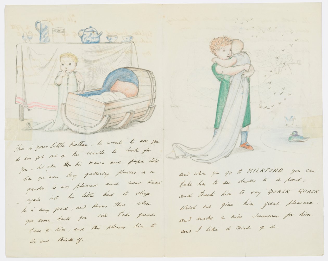Brev til kunstnerens barnebarn Angela Thirkell (blyant på papir) af Edward Burne Jones