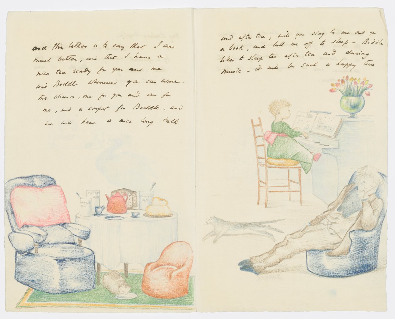 Brev til kunstnerens barnebarn Angela Thirkell (blyant på papir) af Edward Burne Jones