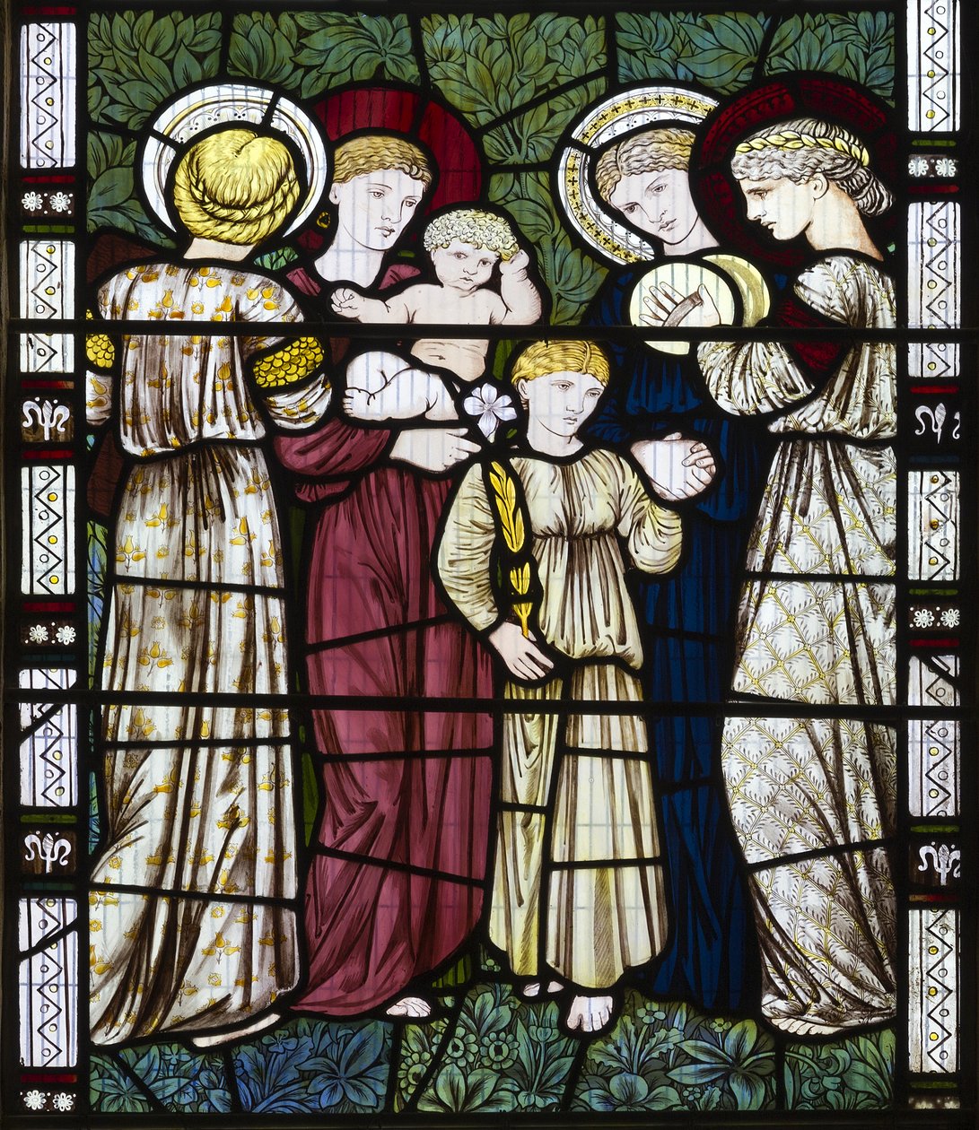 Mødre og børn, 1865 (farvet glas) af Edward Burne Jones