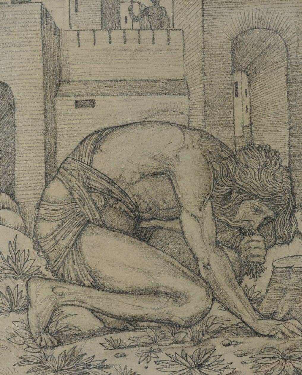 Nebuchadnezzar Eating Grass, 1878 (kridt på papir) af Edward Burne Jones