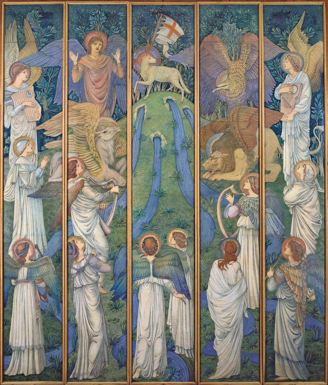 Paradis, med tilbedelsen af det hellige lam, ca. 1875-80 af Edward Burne Jones