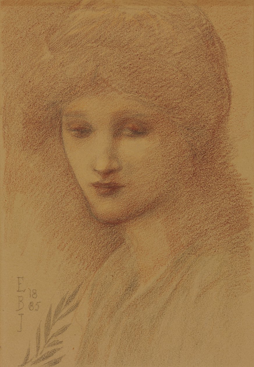 Portræt af Laura Lyttelton, ny lejer, med hendes øjne nedad, 1885 af Edward Burne Jones