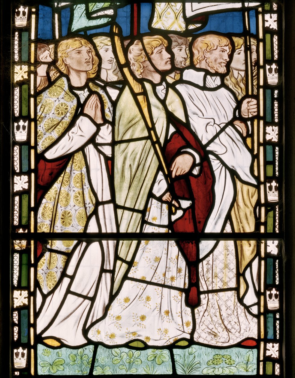 Helgener med faner, 1865 (glasmaleri) af Edward Burne Jones