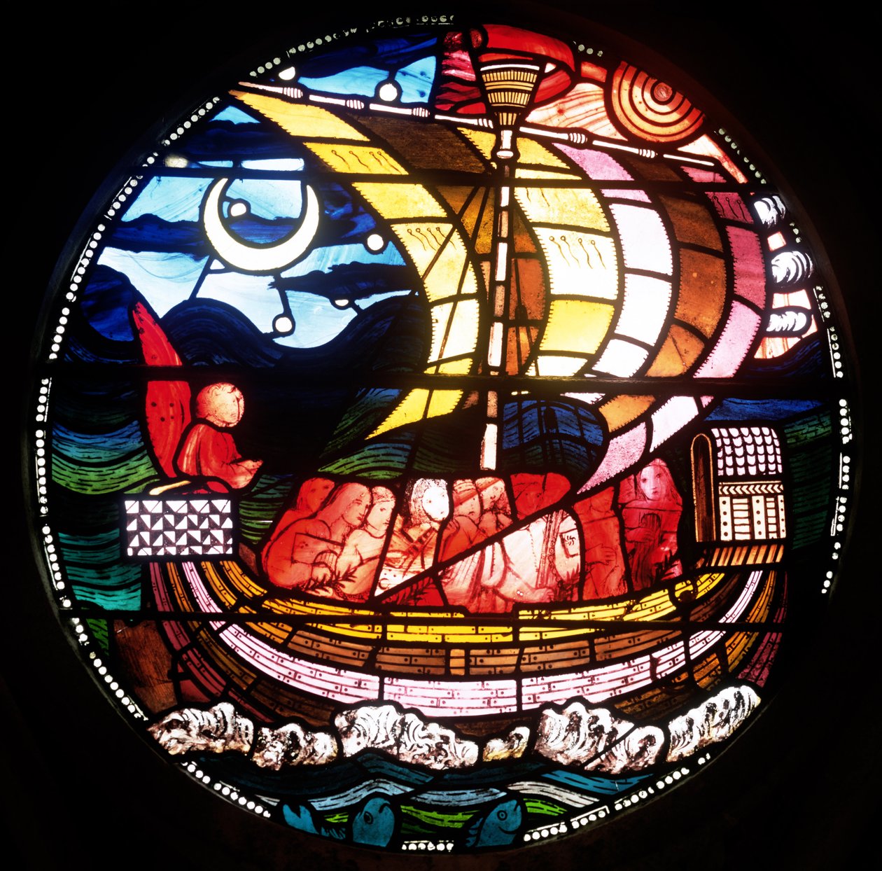 Sjæleskib, sandsynligvis 1859 farvede glasdetalje af 120181 af Edward Burne Jones