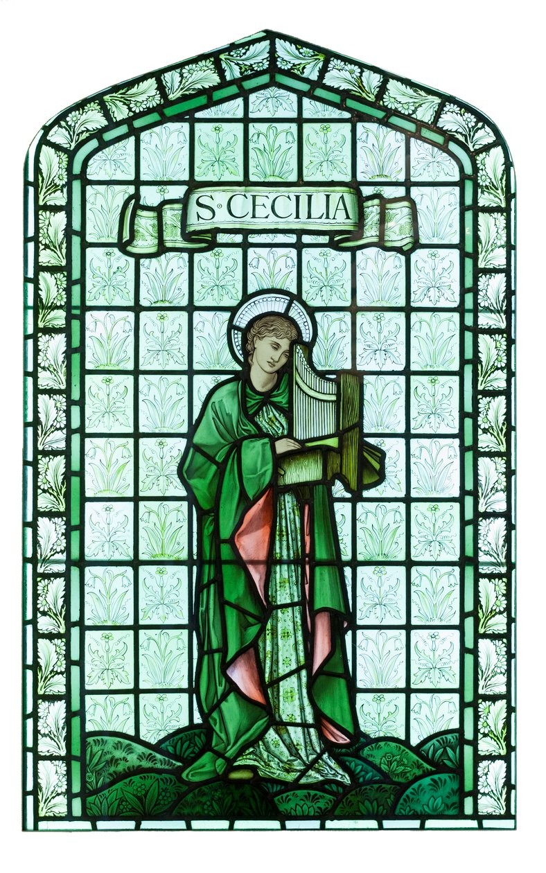 St Cecilia, ca. 1897, Edward Burne Jones (farvet, malet og blyindfattet glas) af Edward Coley Burne Jones