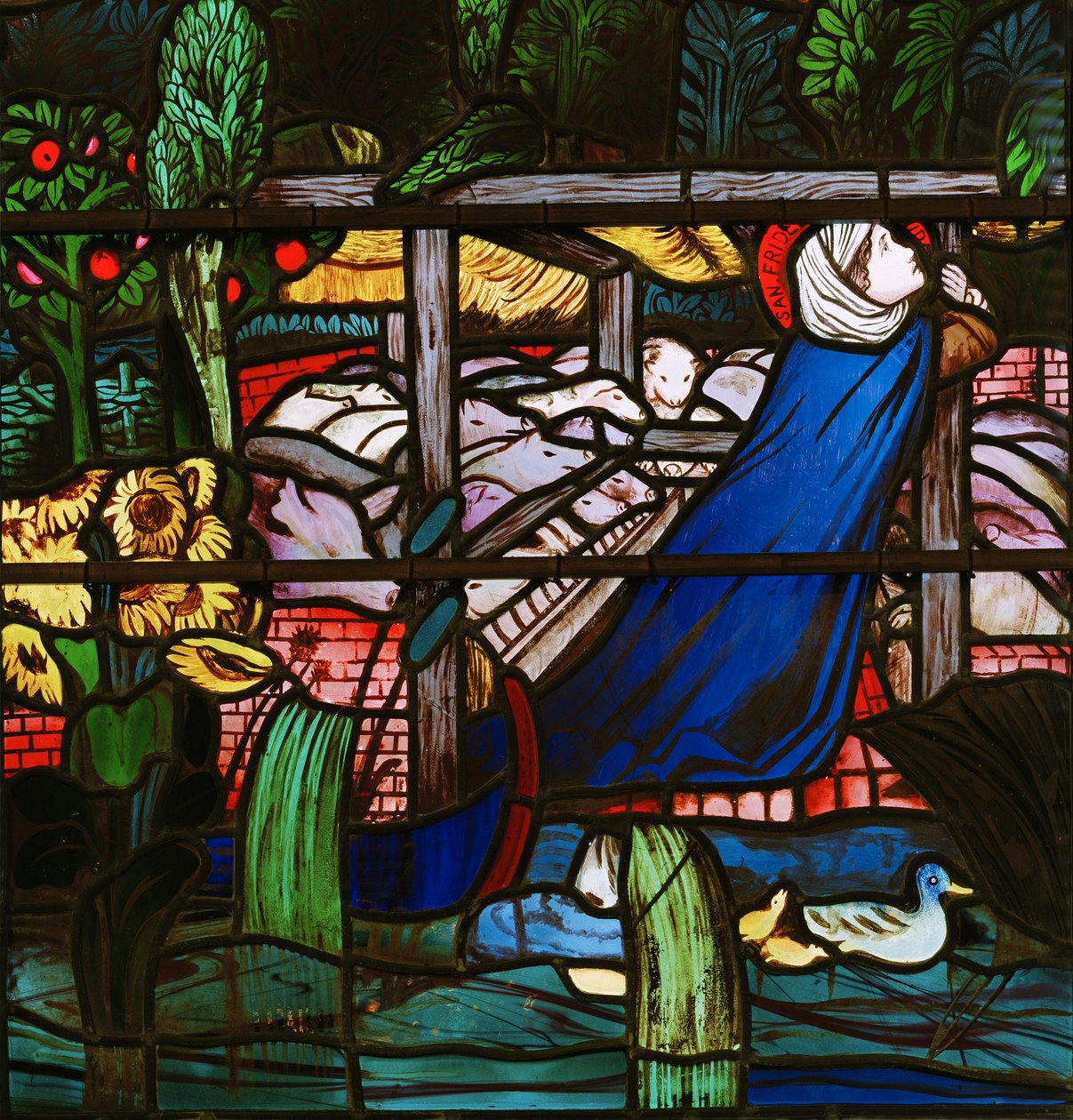 St Frideswide, detalje, 1859 (farvet glas) af Edward Burne Jones