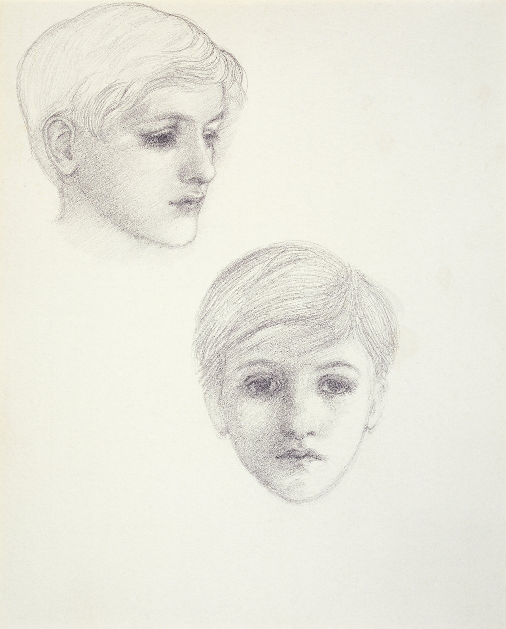 Studier af kunstnerens søn, Philip, som en ung dreng, ca. 1875, ca. 1875 af Edward Burne Jones