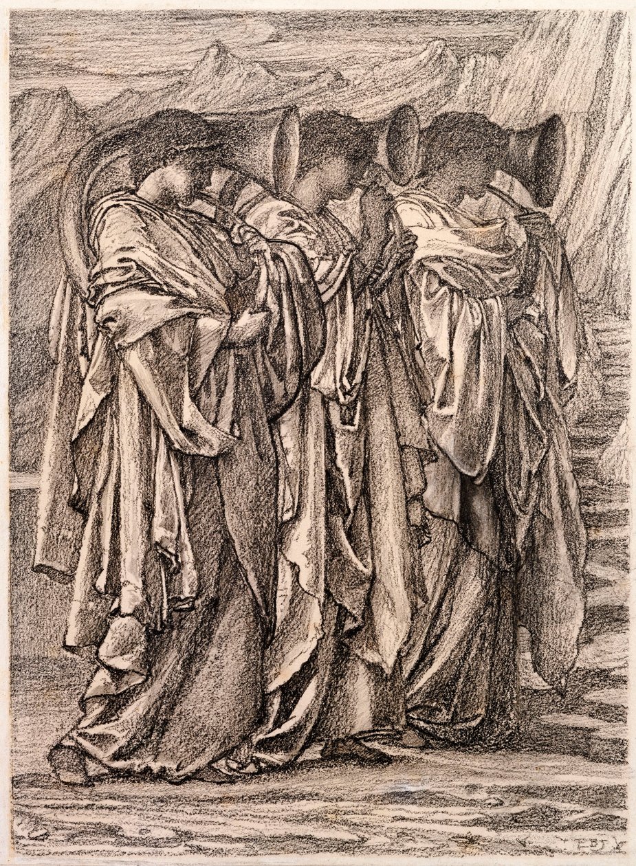 Studie til "Udfordringen i vildmarken", ca. 1875 af Edward Burne Jones