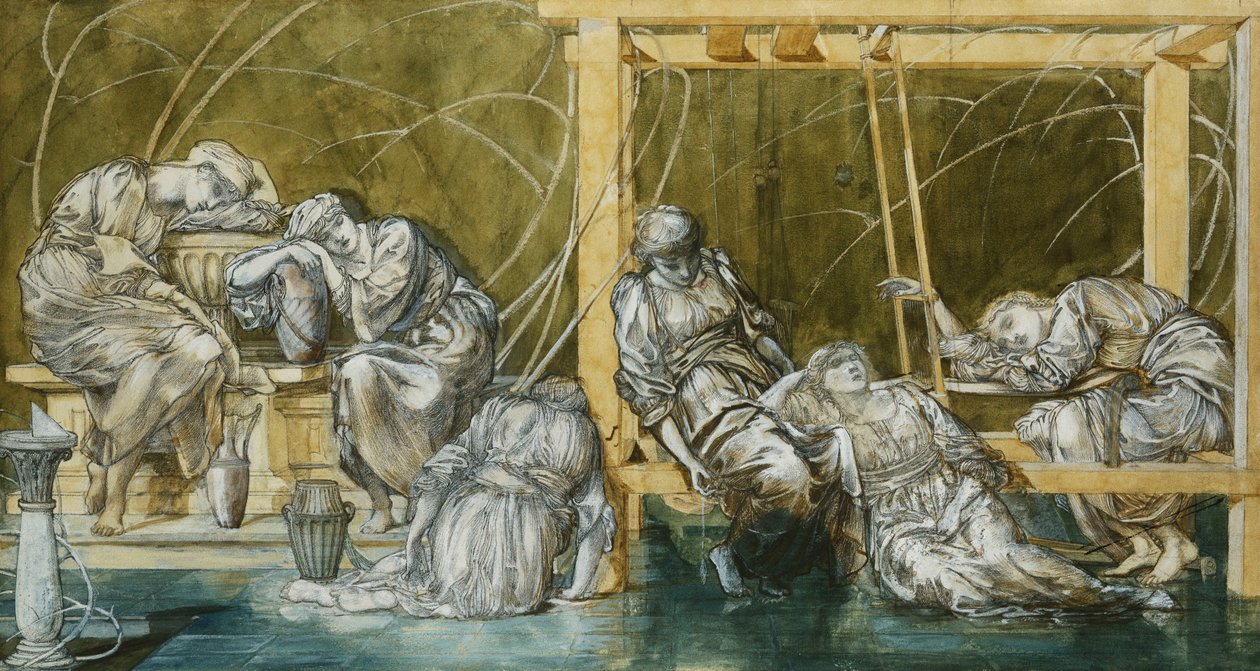 Studie til "The Garden Court", af Edward Burne Jones