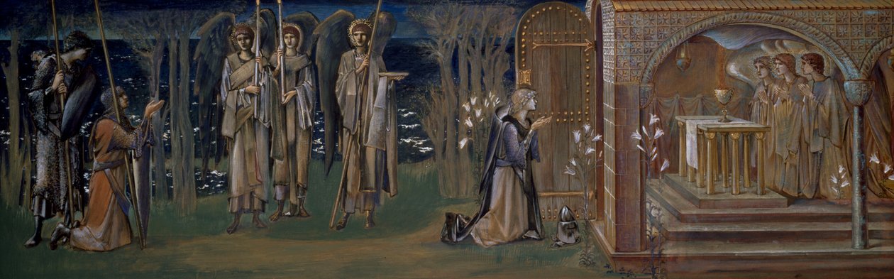 Studie til tapetet "Opnåelsen af den hellige gral", c.1894 af Edward Burne Jones