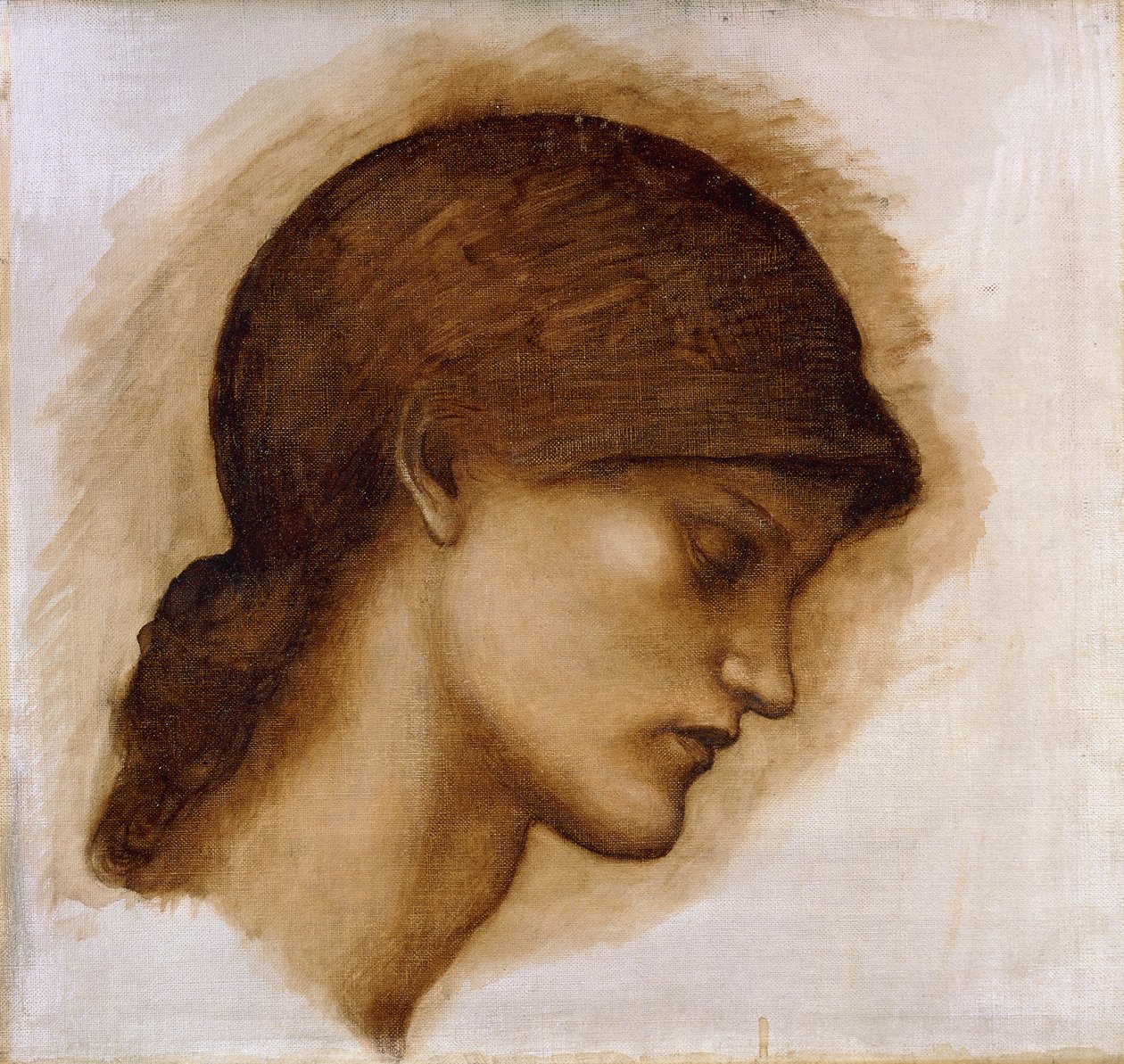 Studie af en dames hoved, af Edward Burne Jones