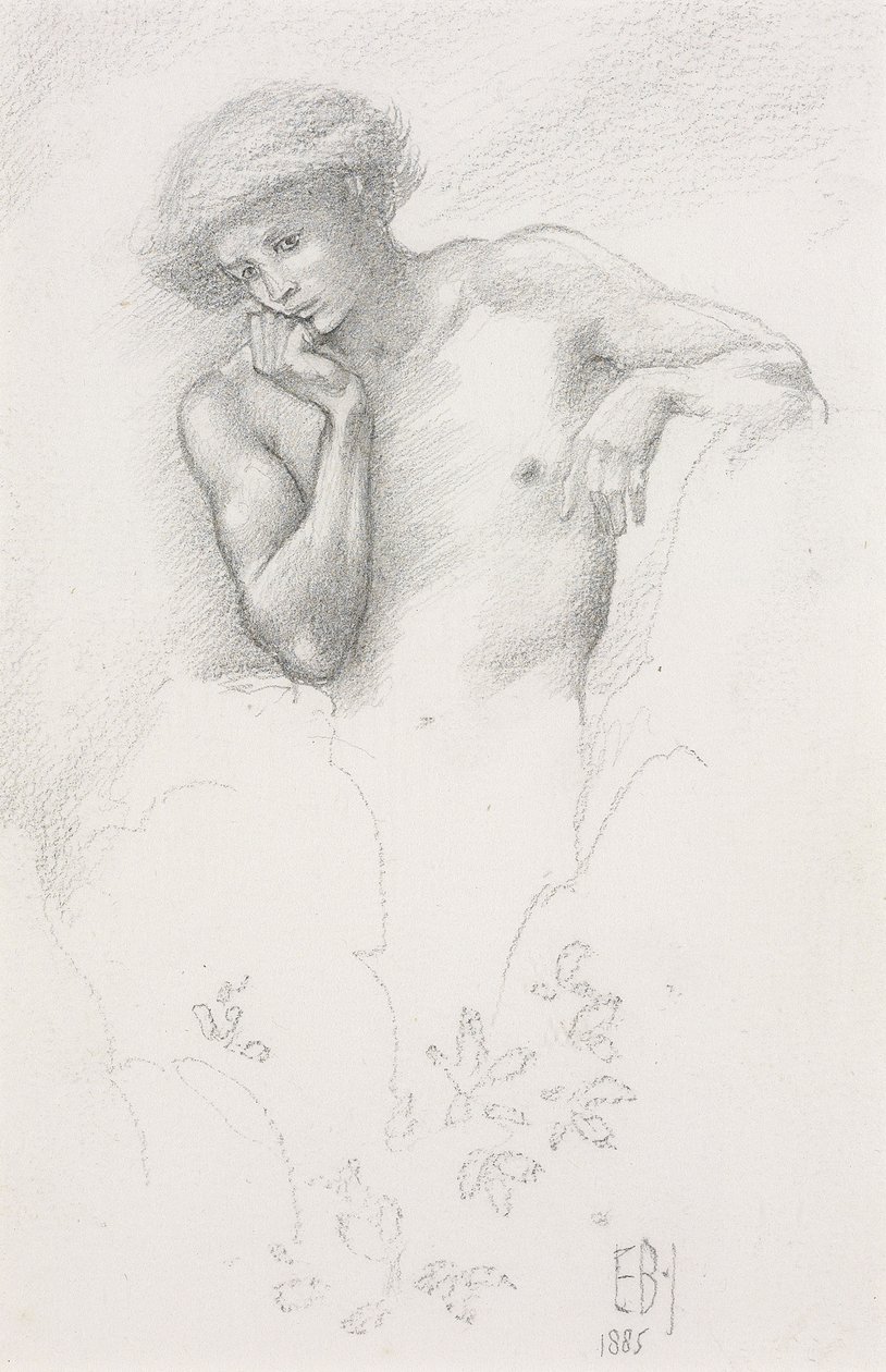 Studie af en bakkefe for "Arthur in Avalon", 1885 af Edward Burne Jones