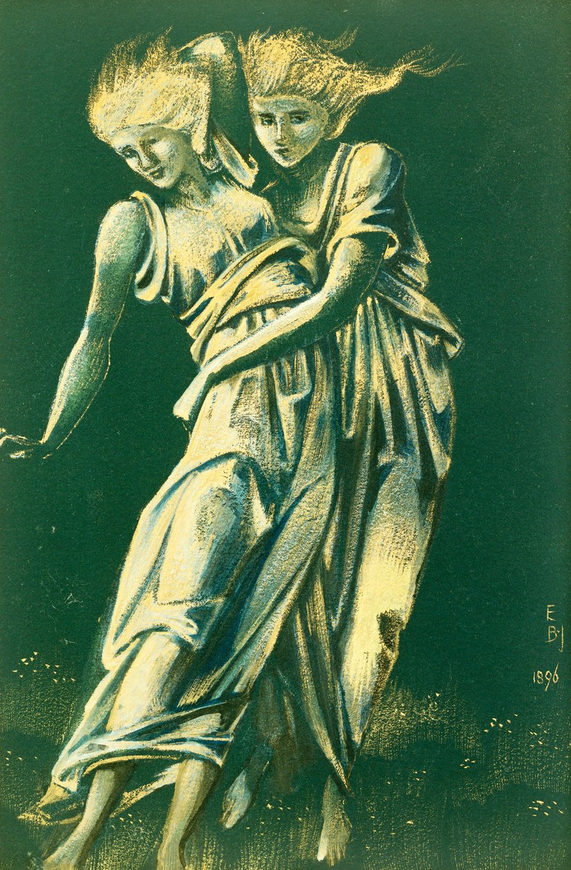 Studie af dansende figurer, der omfatter: Et design til metal af Edward Burne Jones