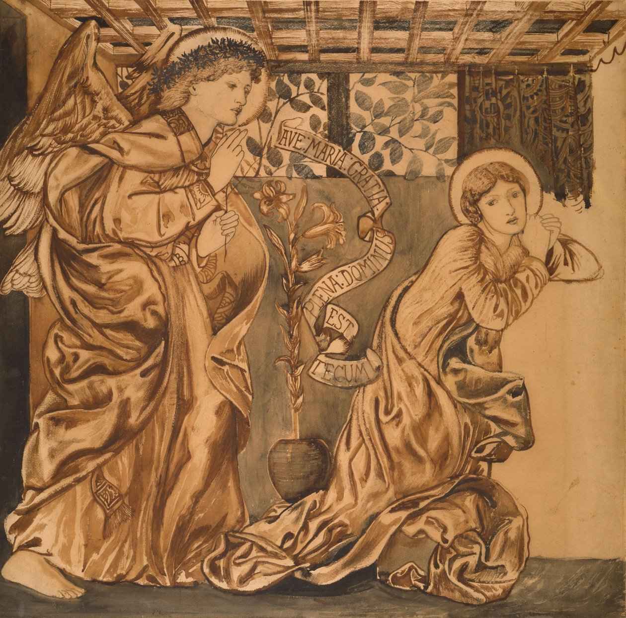 Bebudelsen (akvarel på papir) af Edward Burne Jones