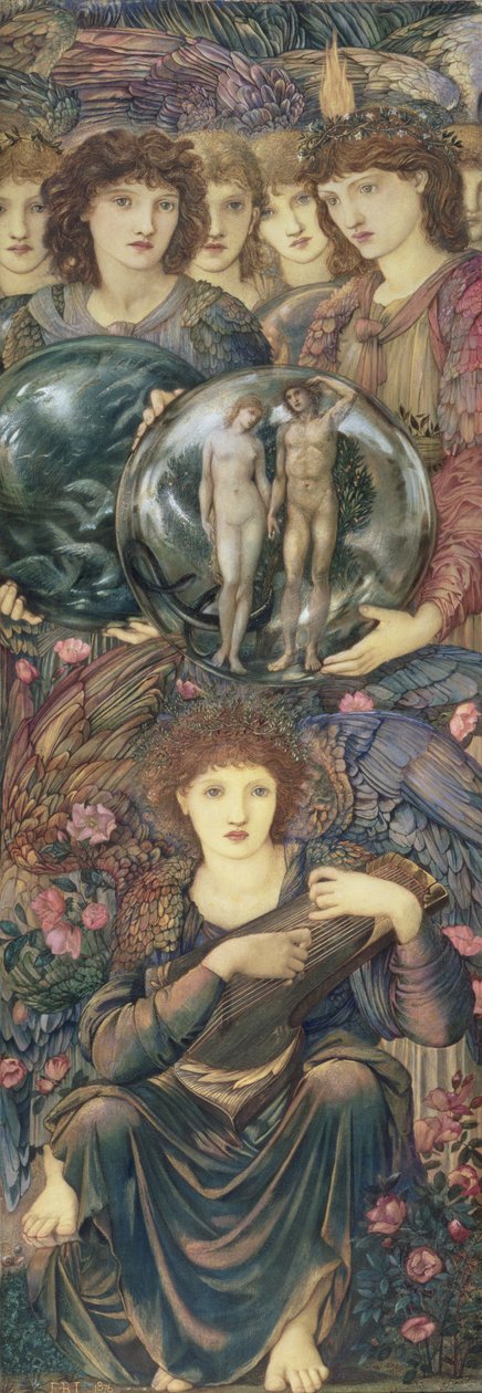 The Days of Creation: The Sixth Day, 1870-76 (wc, gouache, shell guld og platin maling på linned dækket panel) af Edward Burne Jones