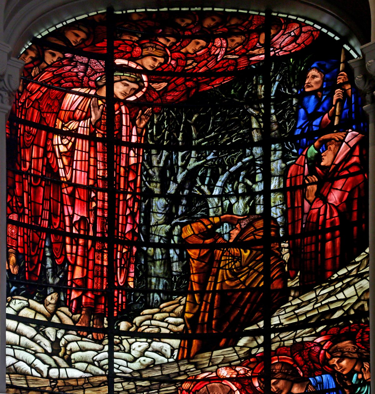 Fødselen og bebudelsen til hyrderne, 1885-1897 (farvet glas) af Edward Burne Jones