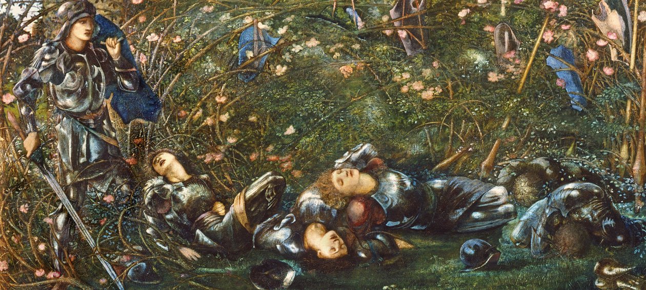 Prinsen går ind i Briar Wood, illustration fra 