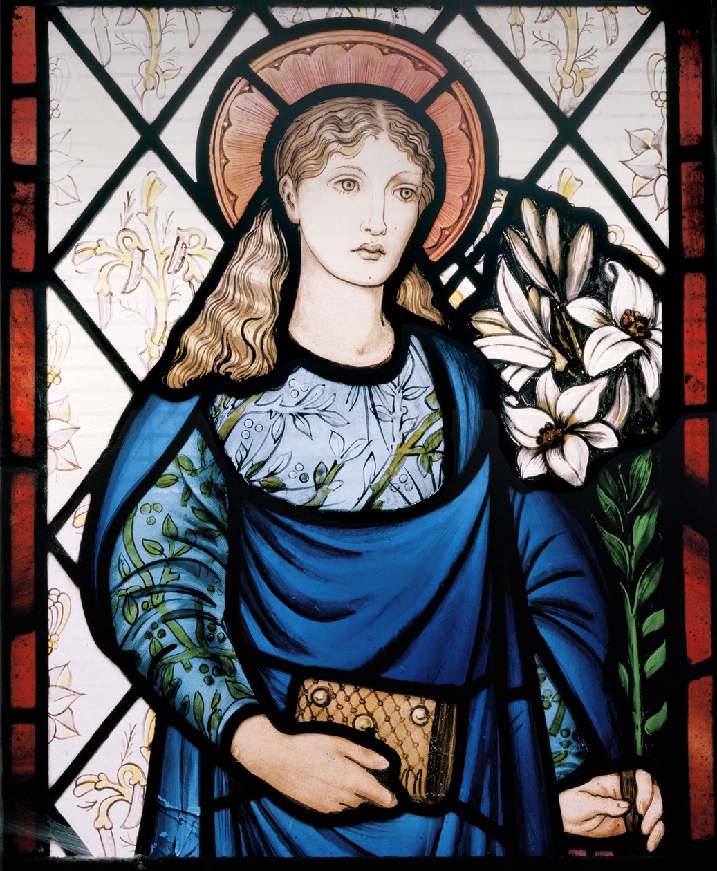 Jomfru Maria, 1882 (farvet glas) af Edward Burne Jones