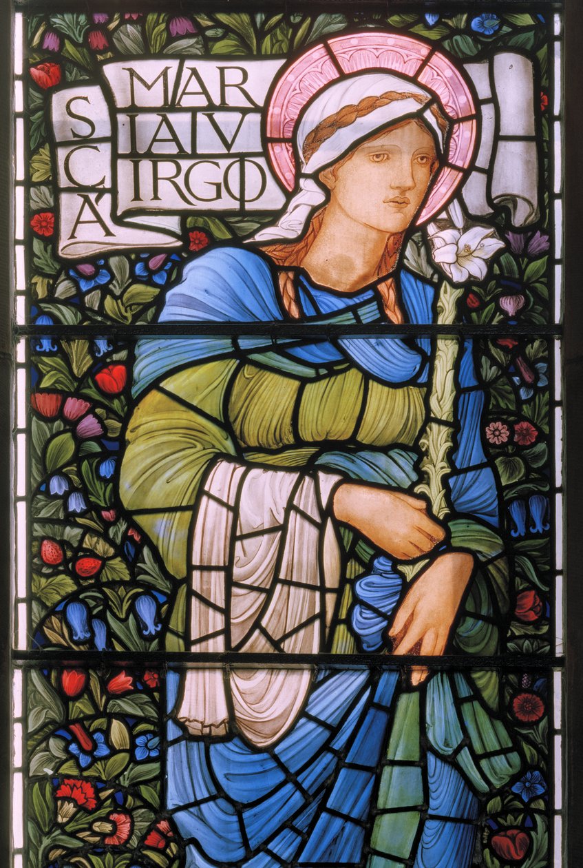 Jomfru Maria, østvindue, 1880 (glasmaleri) af Edward Burne Jones