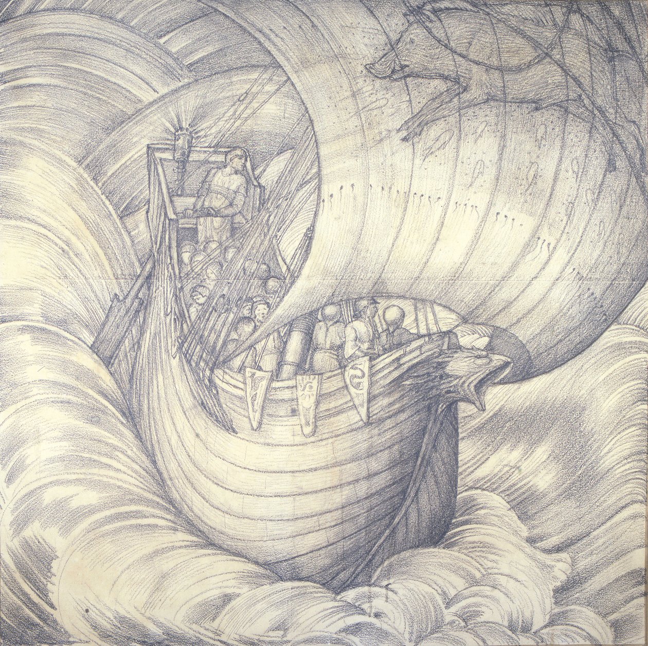 Voyage to Vinland the Good, 1884 (kridt på papir) af Edward Burne Jones