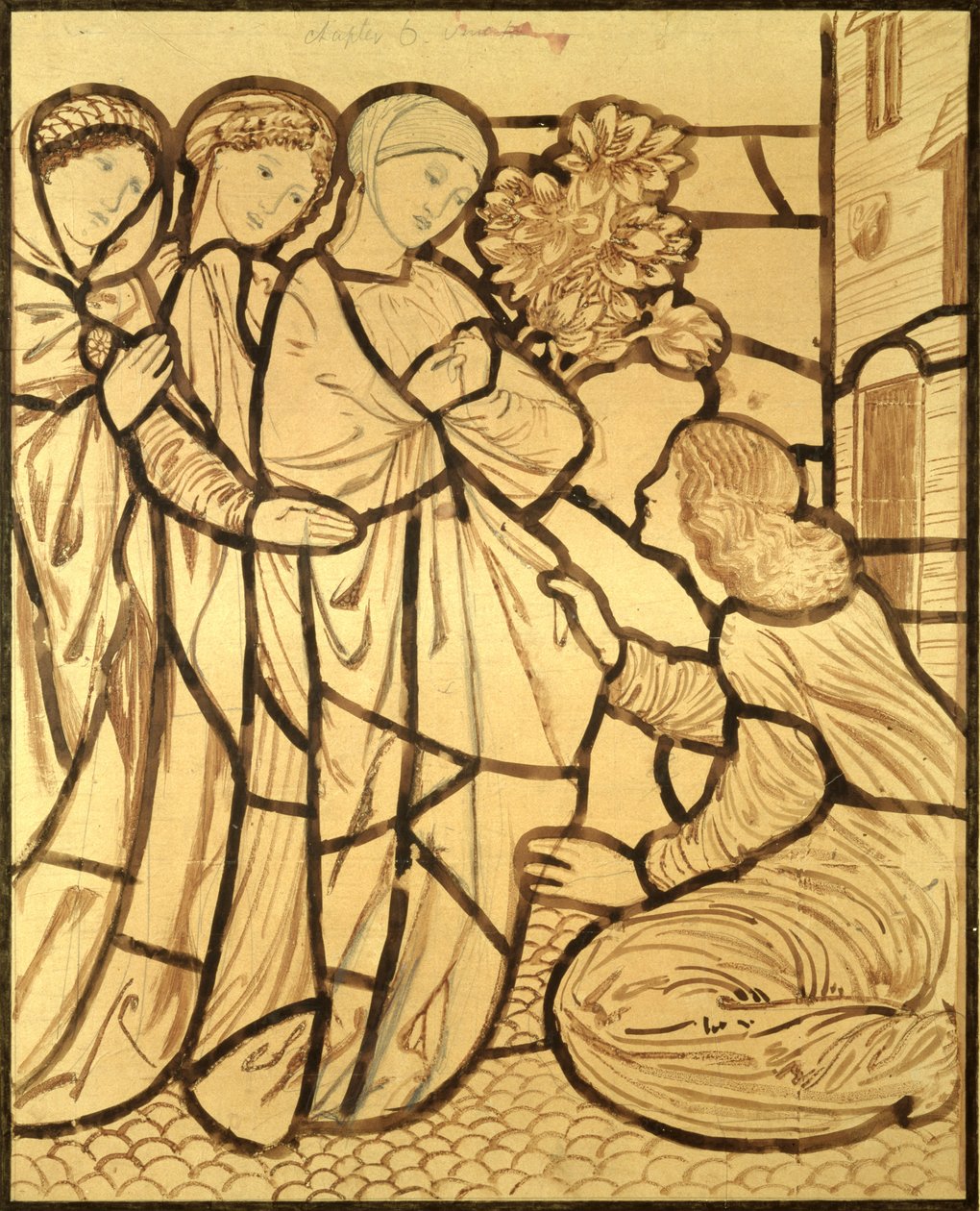Hvor er din elskede blevet af, du smukkeste blandt kvinder (pensel & blæk & blyant på papir) af Edward Burne Jones