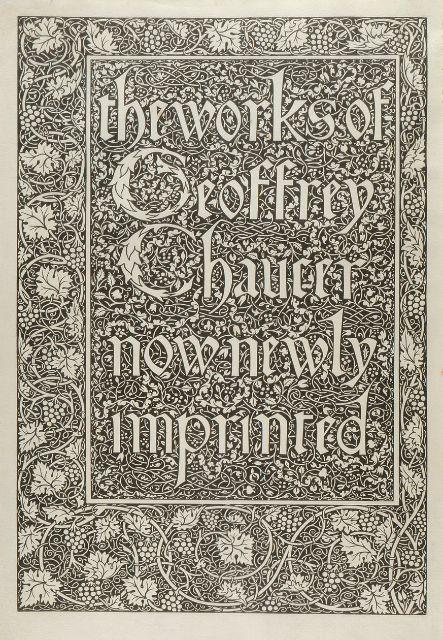 Titelblad, fra The Works of Geoffrey Chaucer, nu nytrykt, indgraveret af William Morris (1834-96) 1896 af Edward Coley after Burne Jones