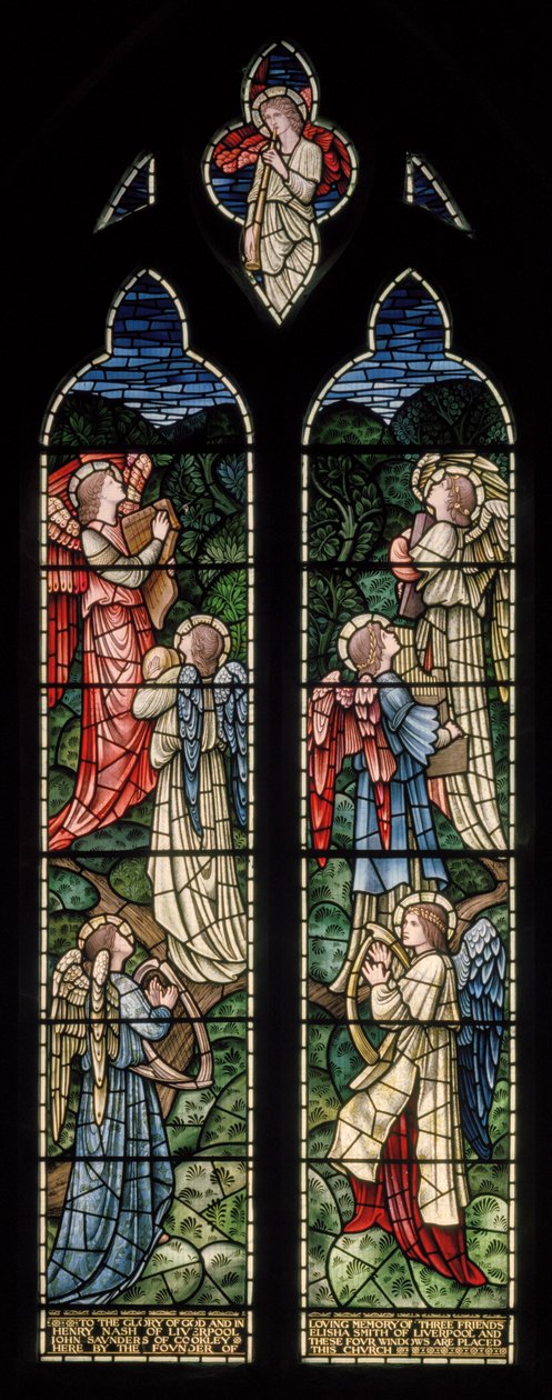 Wilden, All Saints, Morris & Co., Edward Burne-Jones, John Henry Dearle (1859-1932), Angels Of Paradise, Angel Musicians, 1902-1914, Louisa, Alfred, The Baldwins, Premierminister, Methodist, Worcesters af Edward Coley and Dearle Burne Jones