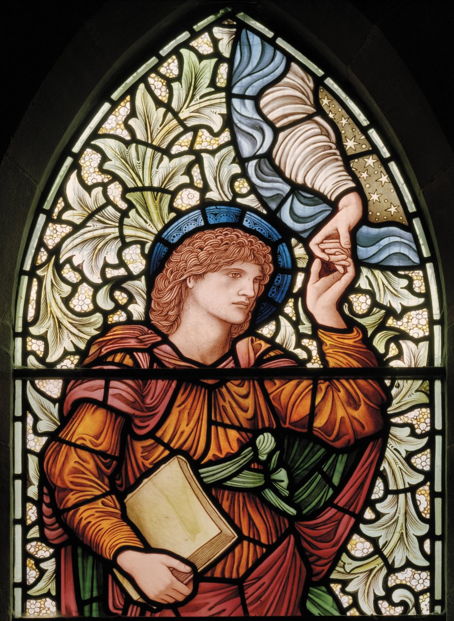 Wilden, All Saints, Morris & Co., Edward Burne-Jones, John Henry Dearle (1859-1932), Enoch, detaljer, 1902-1914, Louisa, Alfred, The Baldwins, premierminister, metodist, Worcestershire, Arts & Crafts, R af Edward Coley and Dearle Burne Jones