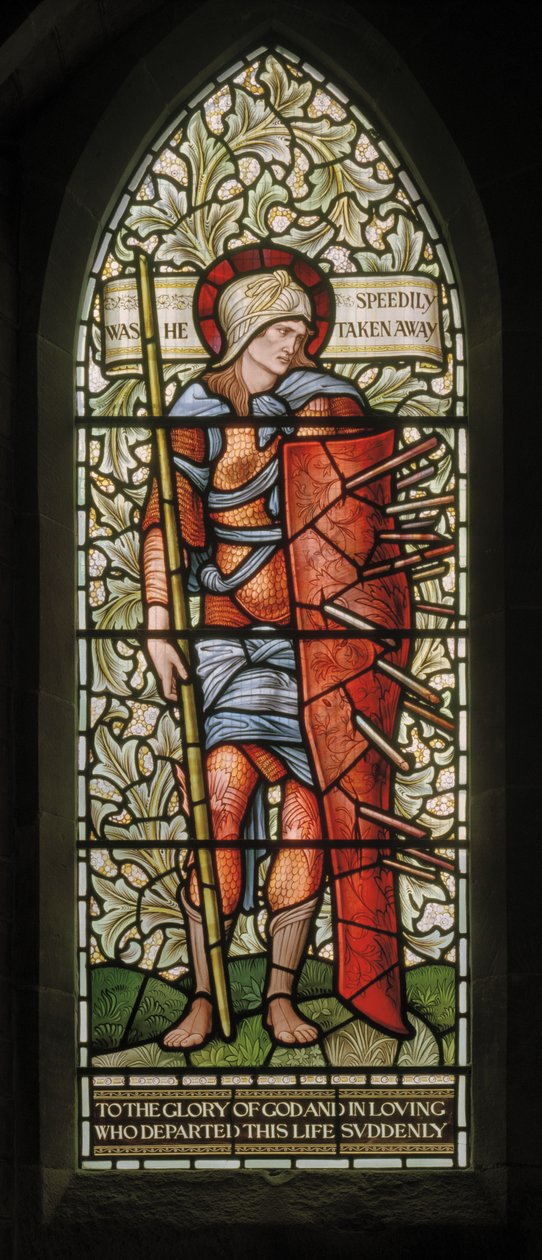 Wilden, All Saints, Morris & Co., Edward Burne-Jones, John Henry Dearle (1859-1932), Fortitude, 1902-1914, Louisa, Alfred, The Baldwins, premierminister, Methodist, Worcestershire, Arts & Crafts, Rudya af Edward Coley and Dearle Burne Jones