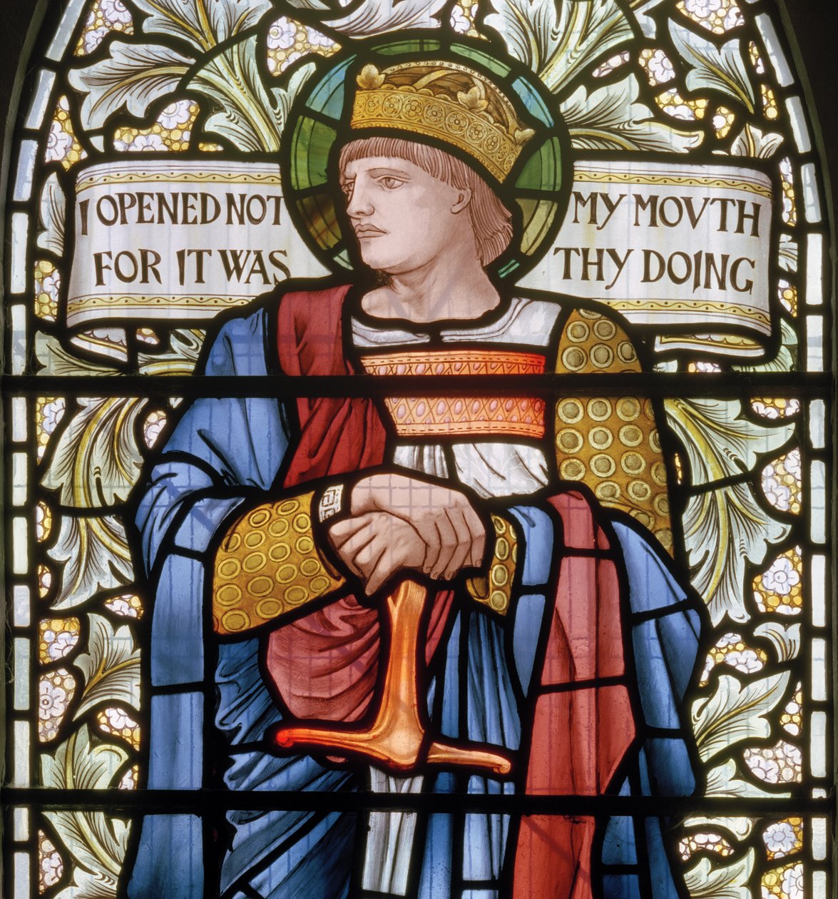 Wilden, All Saints, Morris & Co., Edward Burne-Jones, John Henry Dearle (1859-1932), King Ethelbert, detalje, 1902-1914, Louisa, Alfred, The Baldwins, premierminister, metodist, Worcestershire, Arts & af Edward Coley and Dearle Burne Jones