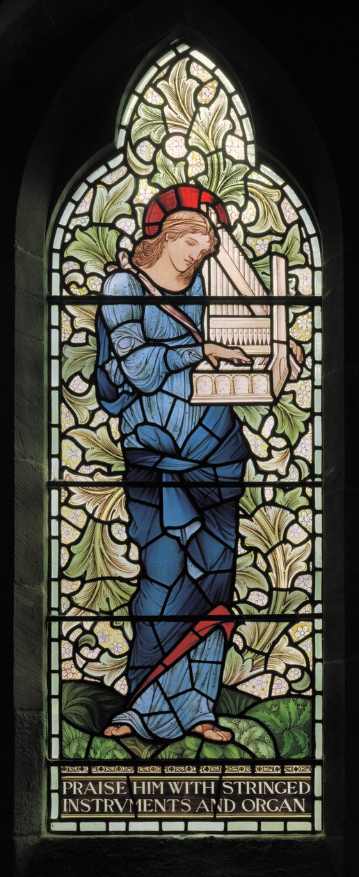 Wilden, All Saints, Morris & Co., Edward Burne-Jones, John Henry Dearle (1859-1932), St. Cecilia, 1902-1914, Louisa, Alfred, The Baldwins, premierminister, Methodist, Worcestershire, Arts & Crafts, Rudy af Edward Coley and Dearle Burne Jones