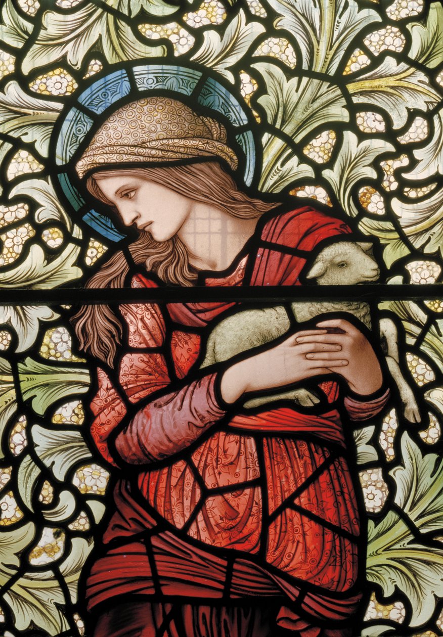 Wilden, All Saints, Morris & Co., Edward Burne-Jones, John Henry Dearle (1859-1932), St. Agnes, detaljer, 1902-1914, Louisa, Alfred, The Baldwins, premierminister, metodist, Worcestershire, kunst og håndværk af Edward Coley and Dearle Burne Jones