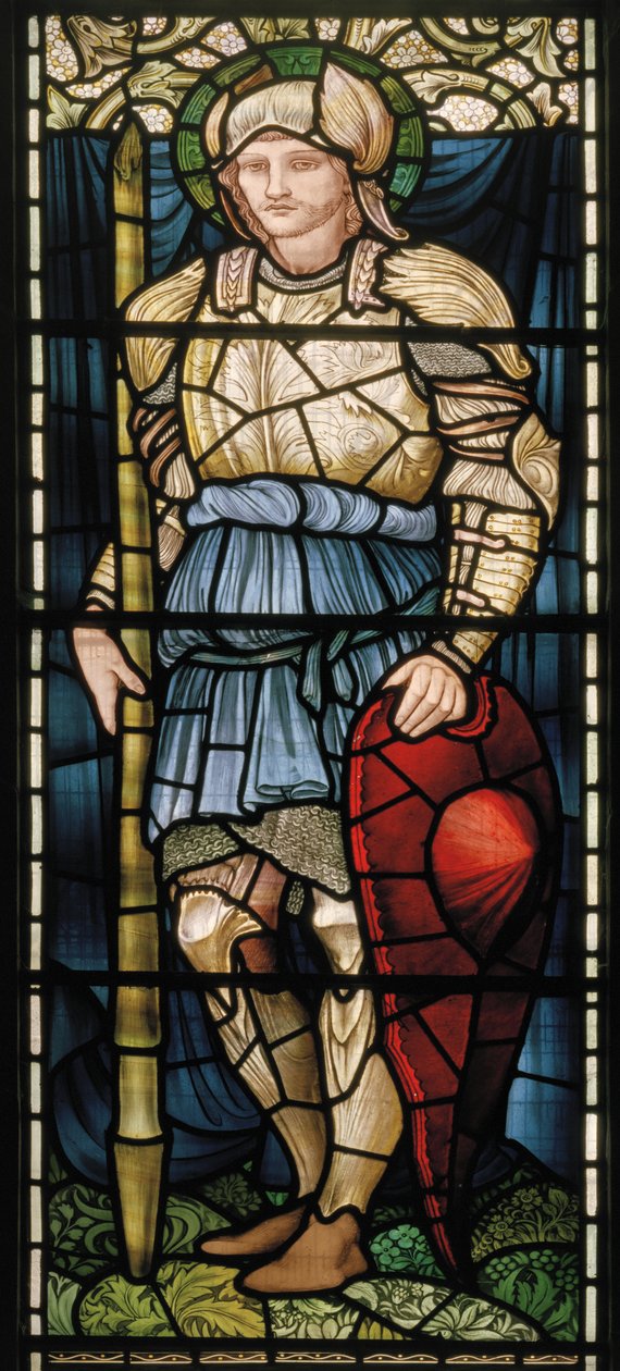 Wilden, All Saints, Morris & Co., Edward Burne-Jones, John Henry Dearle (1859-1932), St. George, Courage, 1902-1914, Louisa, Alfred, The Baldwins, premierminister, metodist, Worcestershire, Arts & Craf af Edward Coley and Dearle Burne Jones