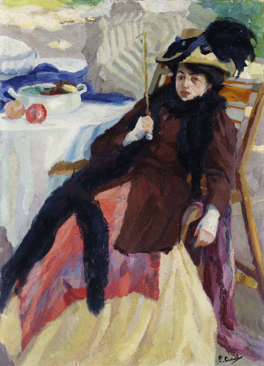 Dame med parasol af Edward Cucuel
