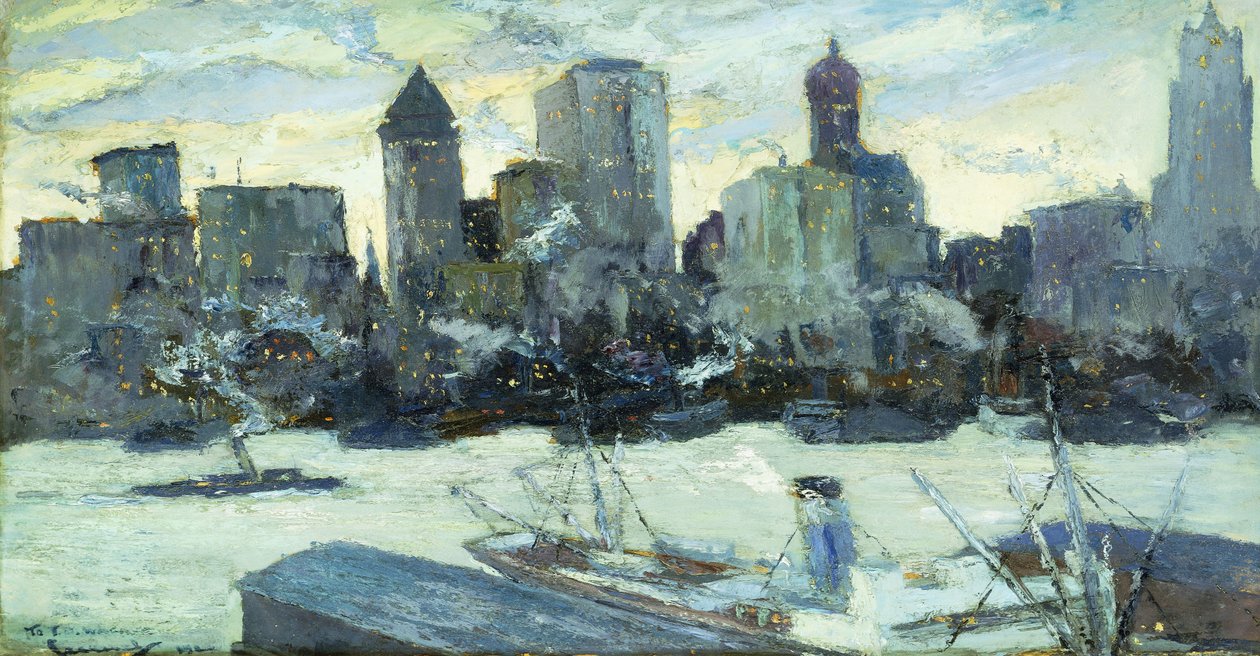 New Yorks havn om vinteren af Edward Cucuel