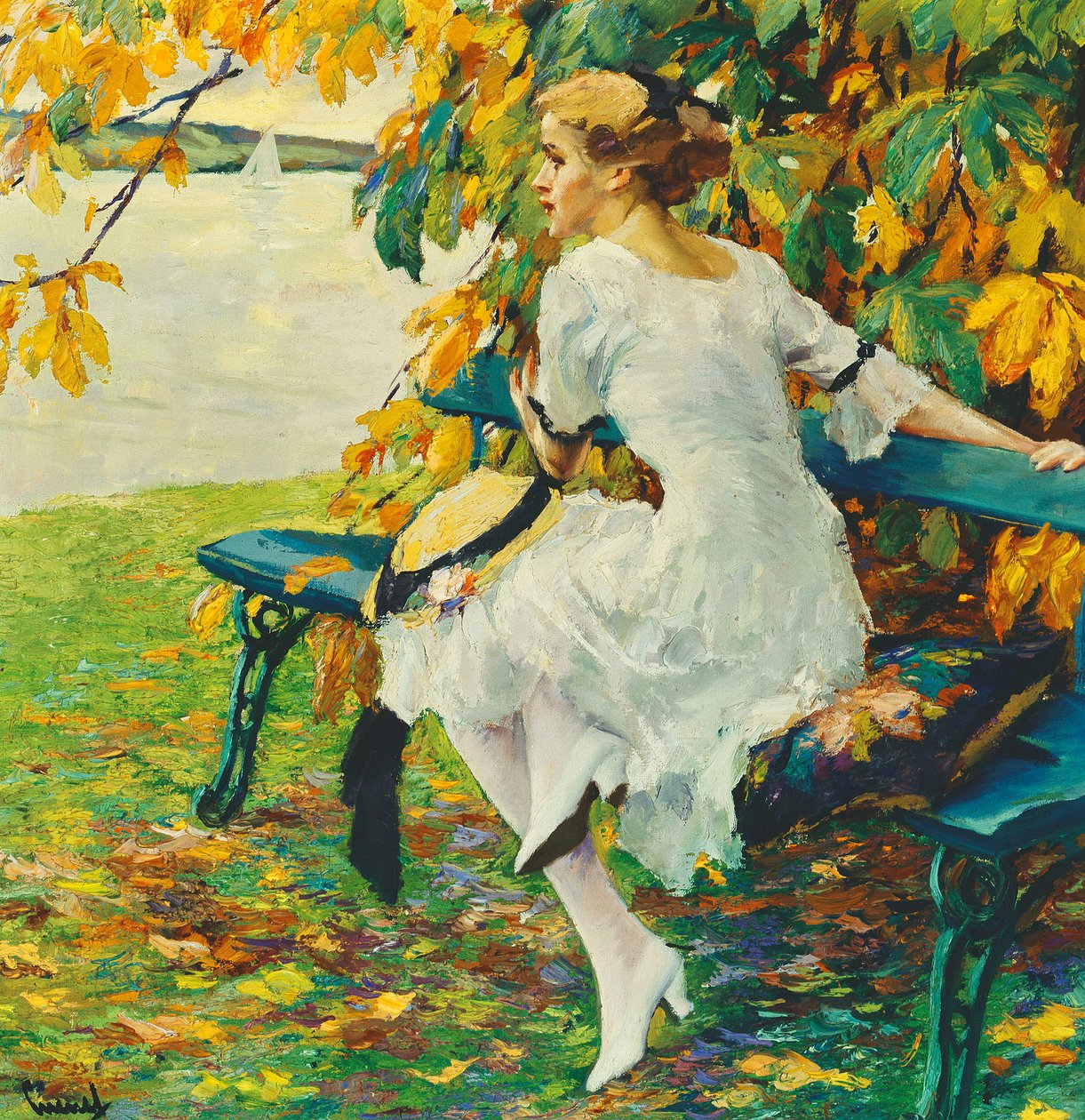 På den grønne bænk; Auf der Grunen Bank af Edward Cucuel
