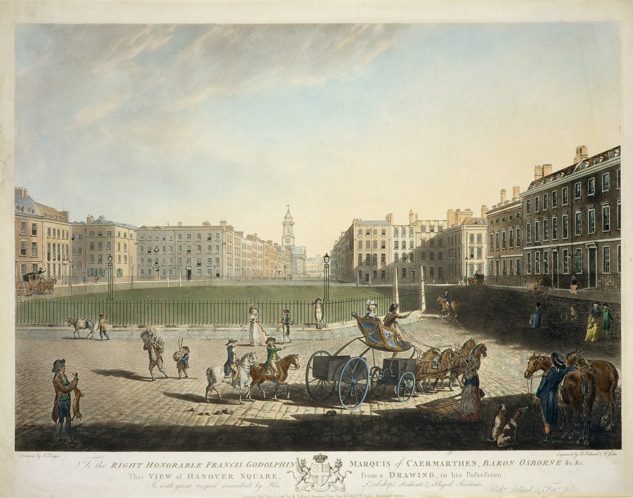 Hanover Square, graveret af Robert Pollard (1755-1838) og Francis Jukes (1747-1812) 1787 (se også 20864) af Edward Dayes