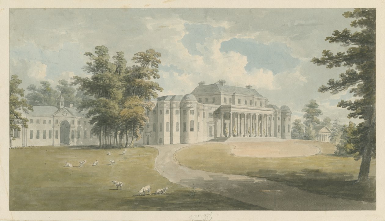 Shugborough Hall: akvarelmaleri, og [slutt det 18. århundrede] af Edward Dayes