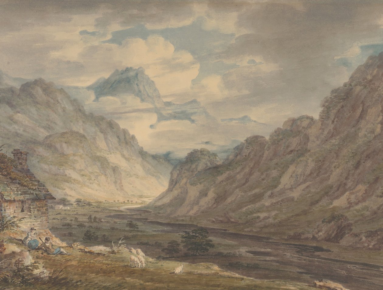 Honister-passet fra Gatesgarth Farm, Gatesgarthdale, Lake District, 1789-1804. af Edward Dayes