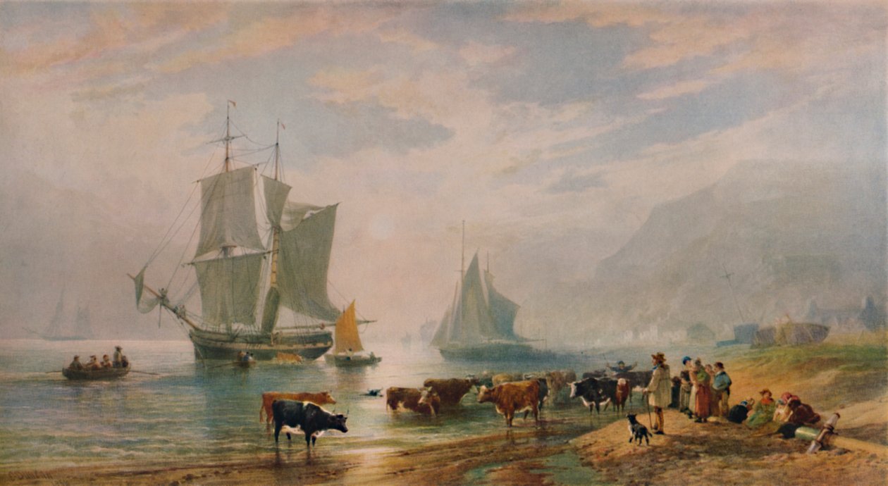 En sommeraften: Landing af kvæg, 1858, 1935 af Edward Duncan