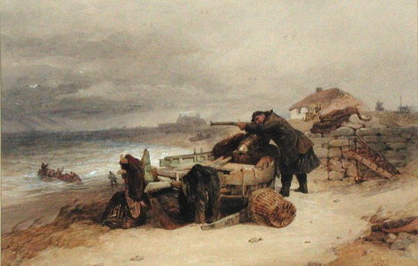 The Look Out, ca. 1850 (akvarel på papir) af Edward Duncan