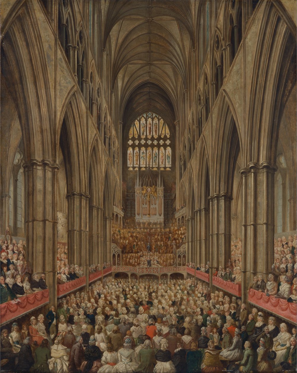 Interiørbillede af Westminster Abbey ved fejringen af Händel, taget fra Manager