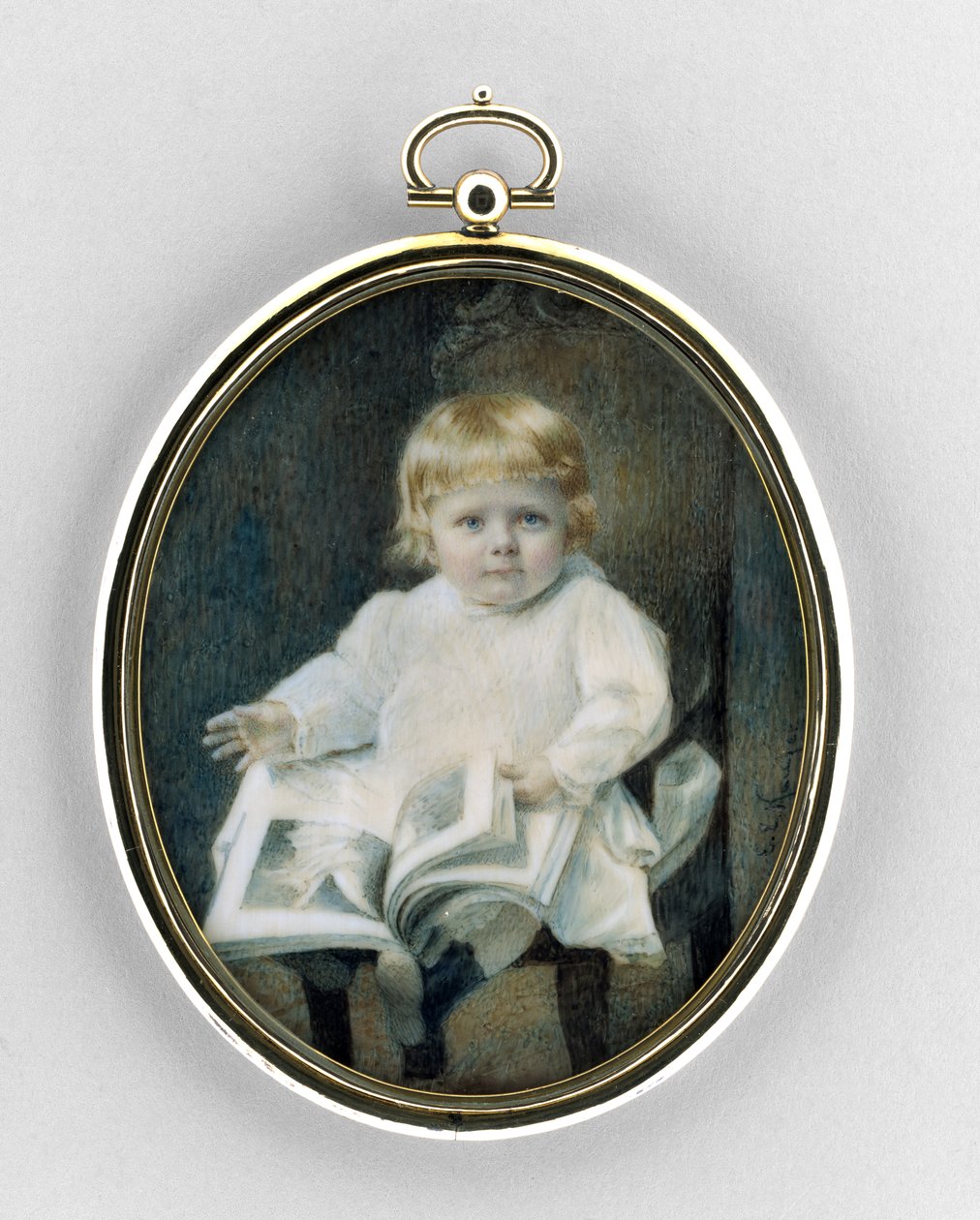 Portræt af en dreng, ca. 1900 (akvarel på elfenben af Edward Elias Kaufer